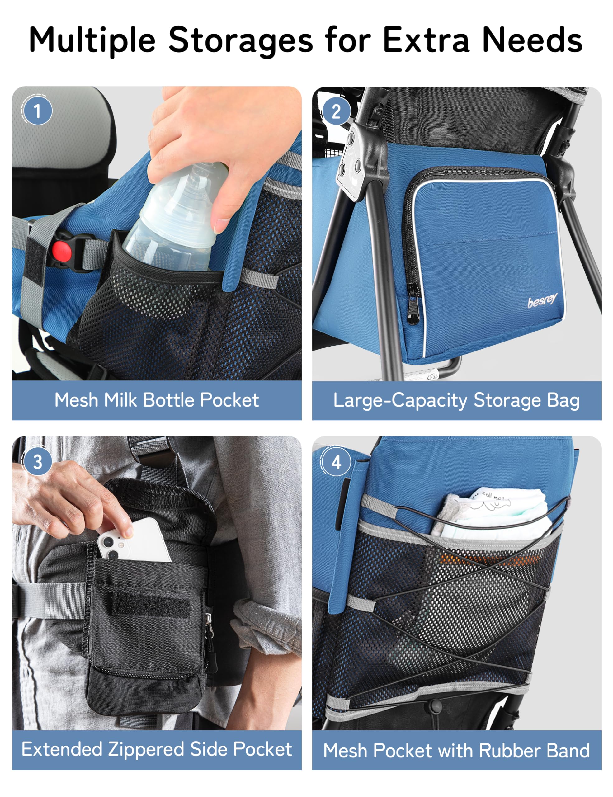Besrey baby backpack carrier waist belt distributes weight for comfort