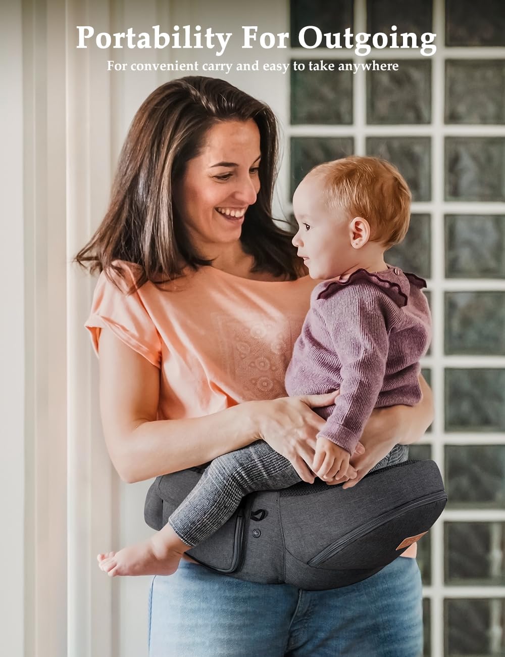 Besrey hip carrier with adjustable waistband for personalized fit.
