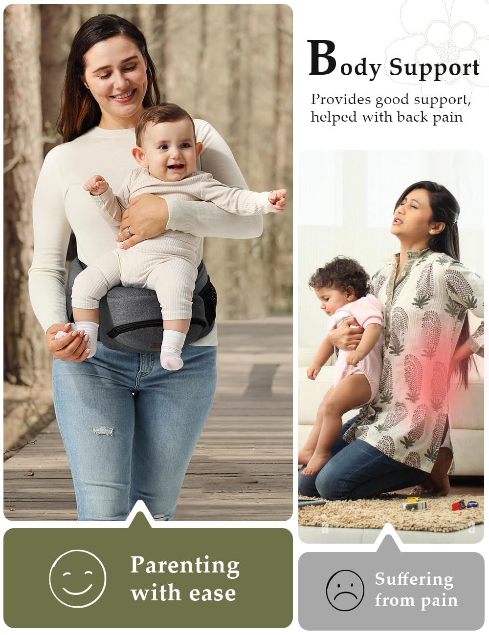 Besrey hip carrier storage pocket keeps essentials within reach.