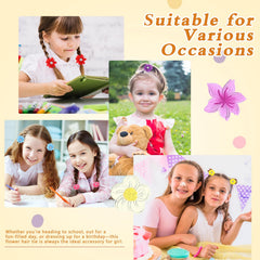 Bessrung baby-girl wearing flower ties demonstrates comfortable, secure wear for busy days.