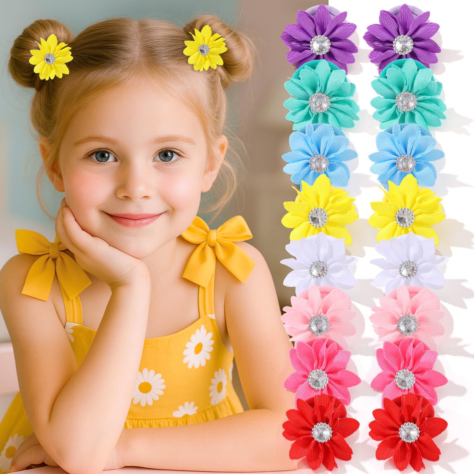 Bessrung flower hair ties set shows vibrant colors for easy outfit coordination.