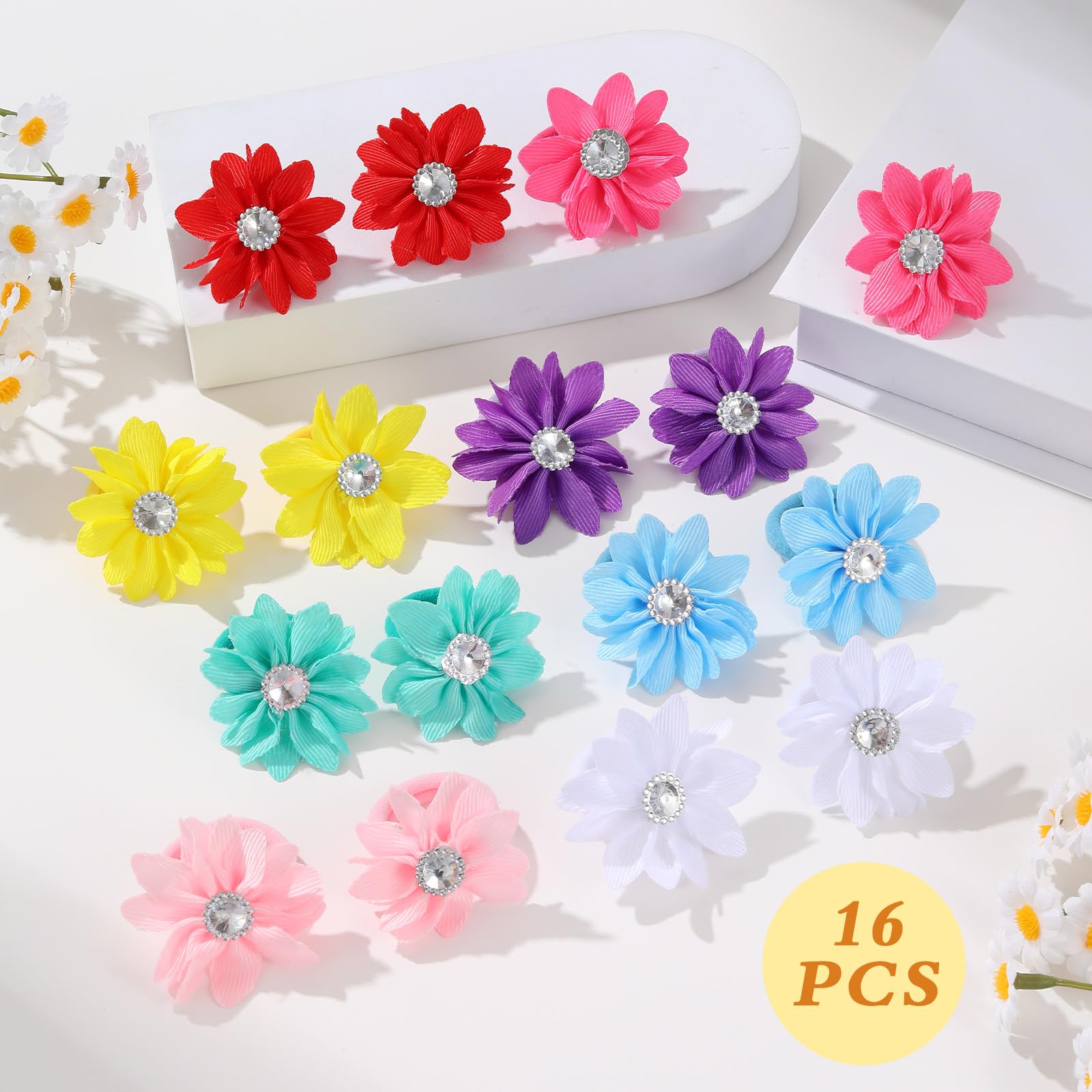 Bessrung outfit-styling with flower ties provides versatile accessory for school and play.