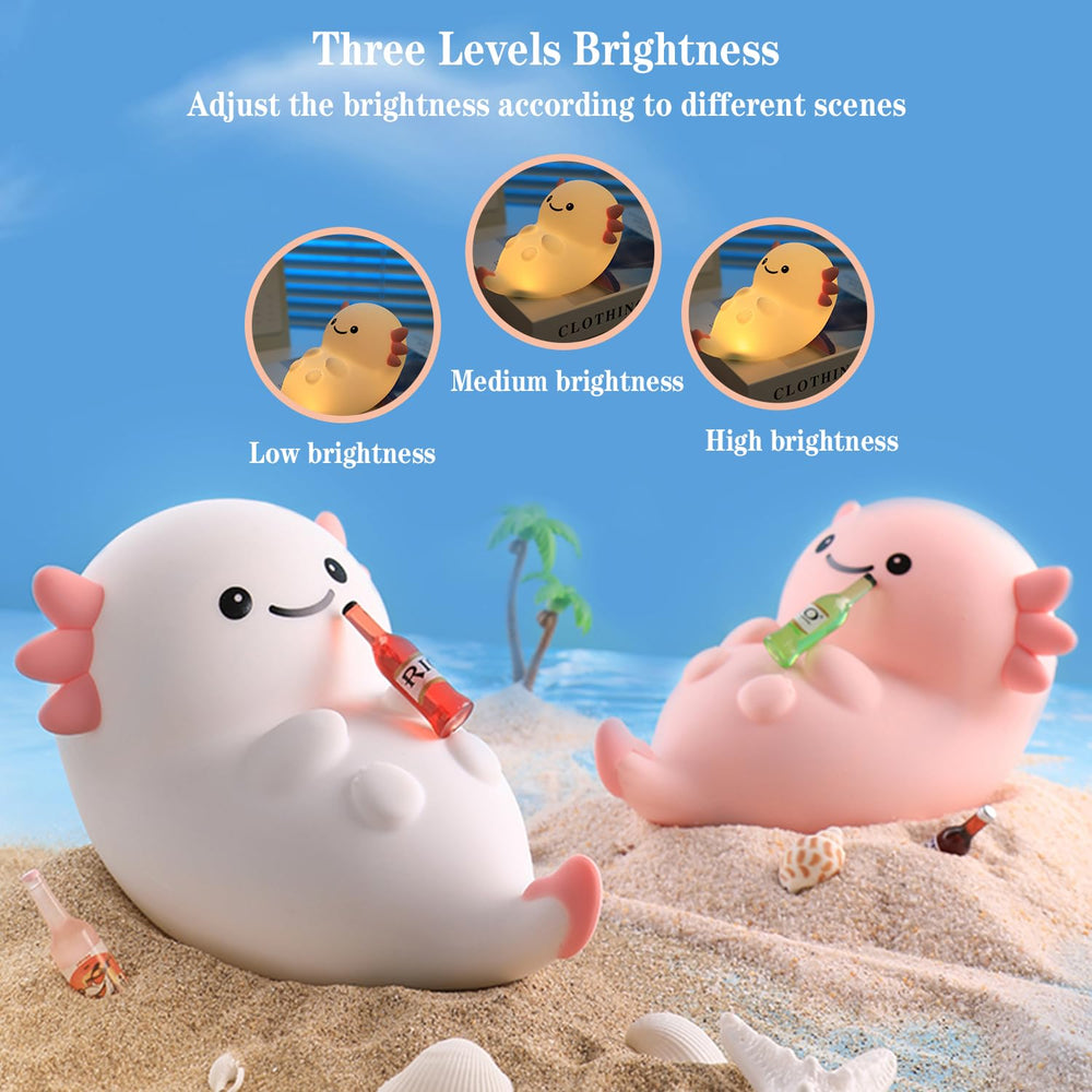 Bestfaith axolotl night light made of BPA-free silicone, squeezable and tactile