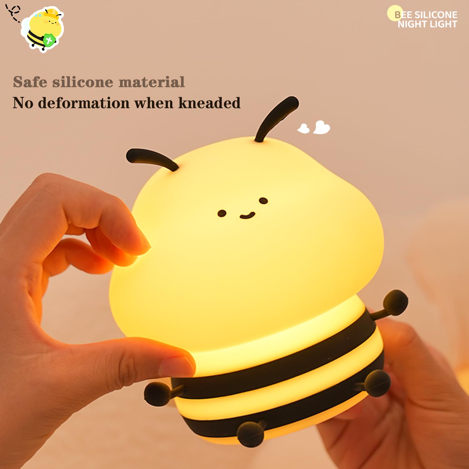 Bestfaith bee night light rechargeable battery for hours of use.