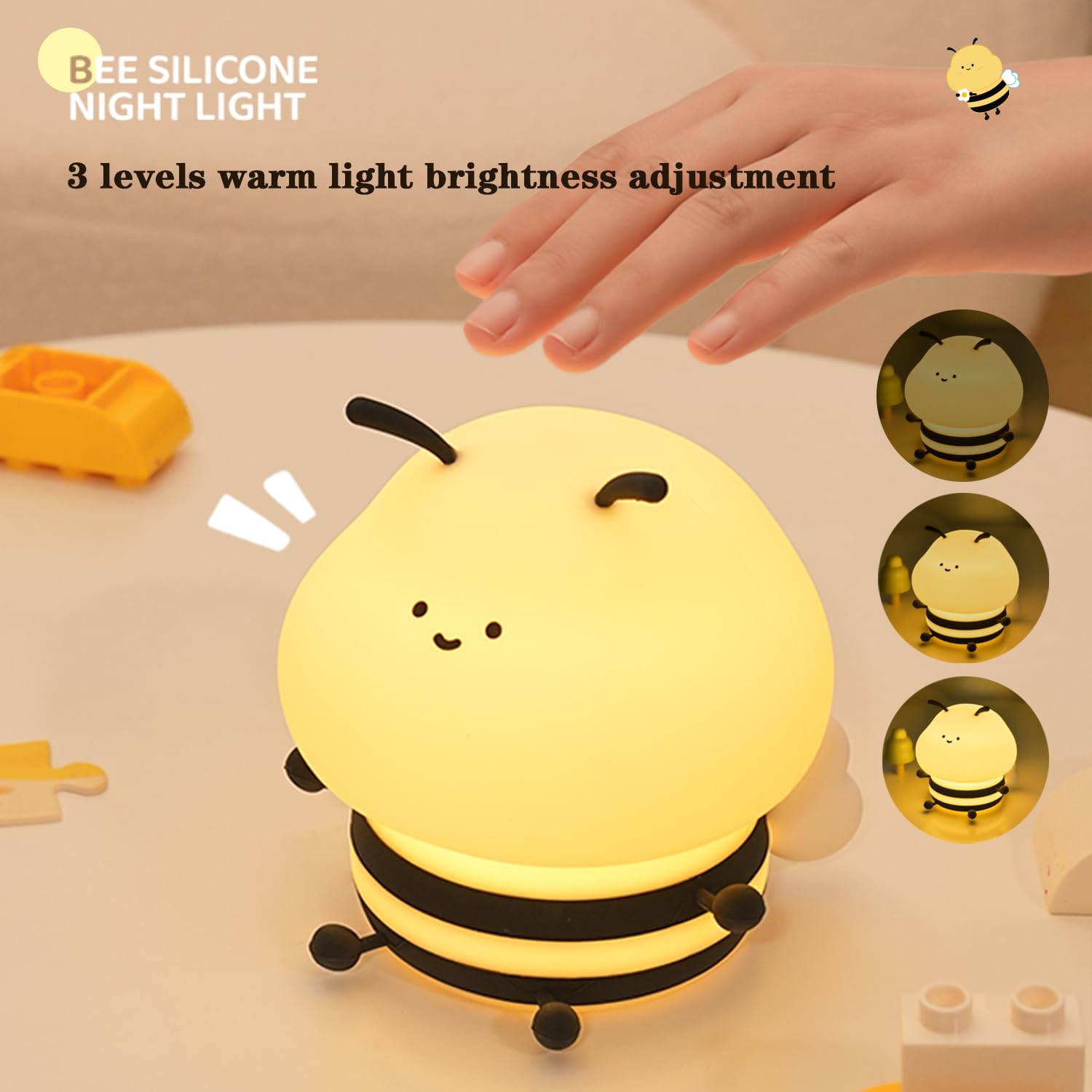 Bestfaith bee night light soft silicone material safe to touch.