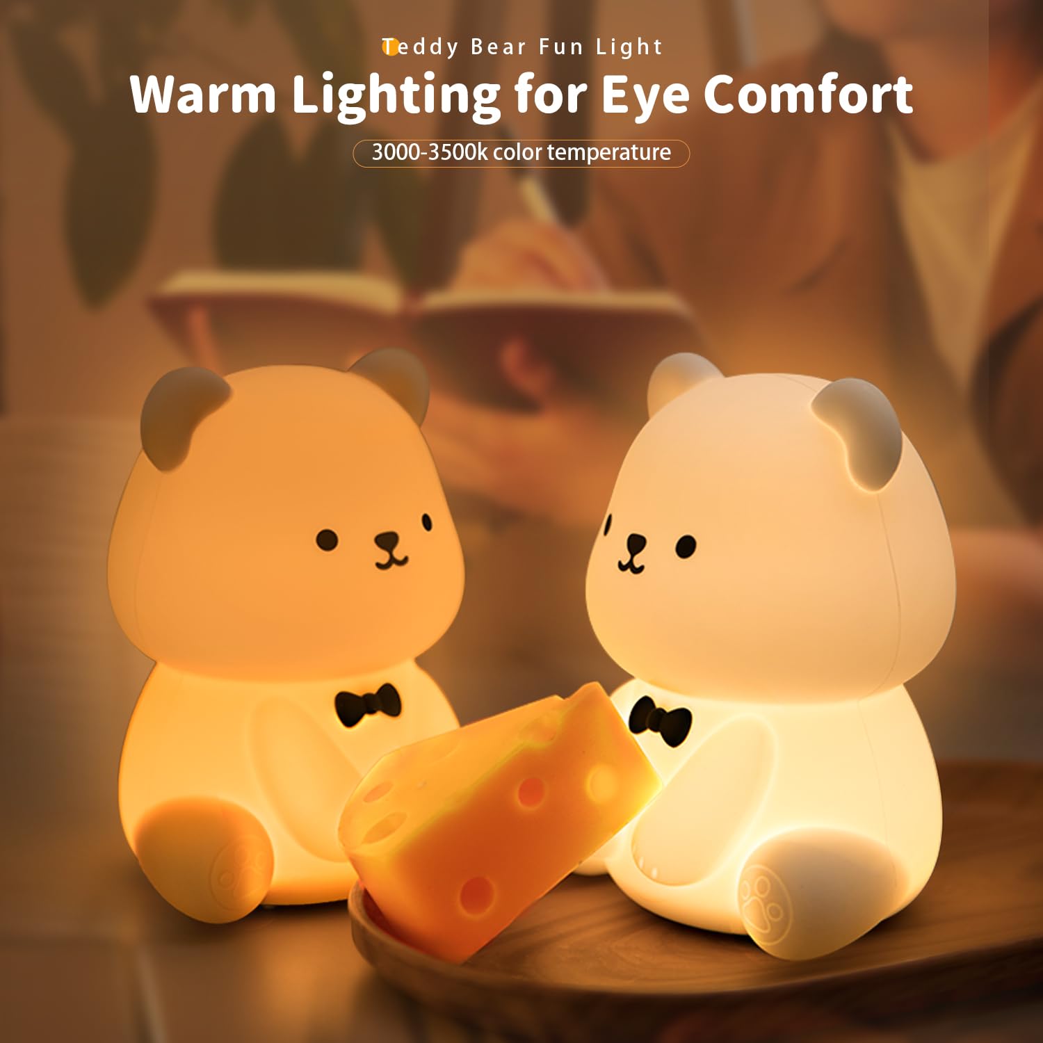Bestfaith teddy bear night light dimmable brightness for cozy reading