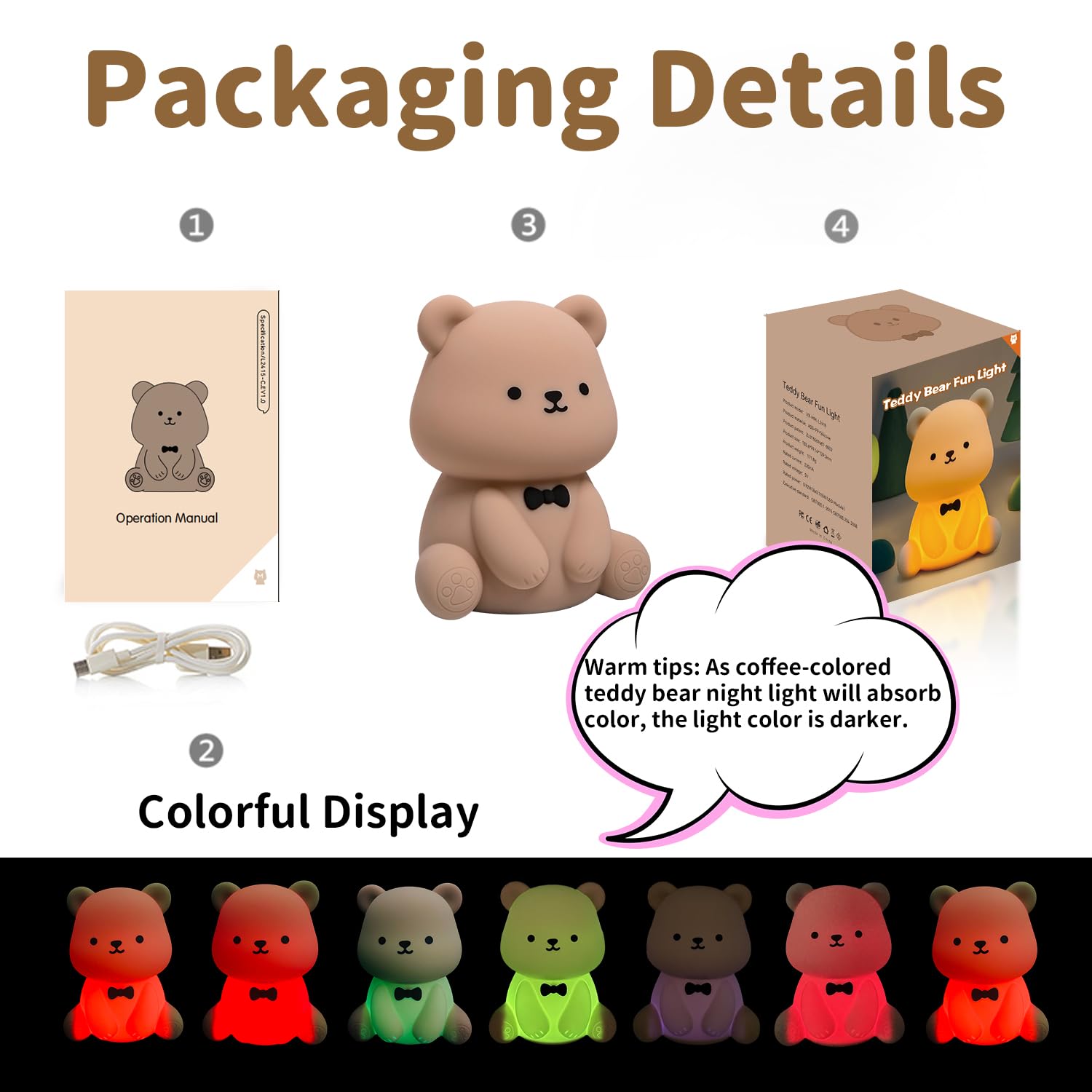 Bestfaith teddy bear night light enhances dorm decor with warm glow