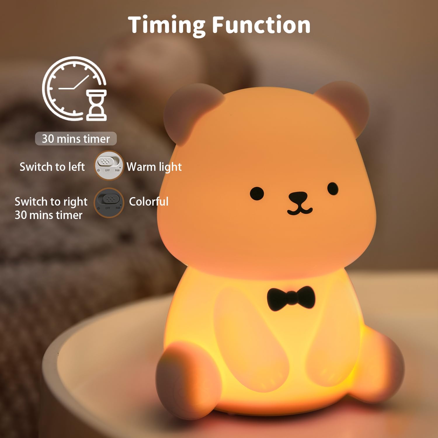 Bestfaith teddy bear night light portable for travel and dorms
