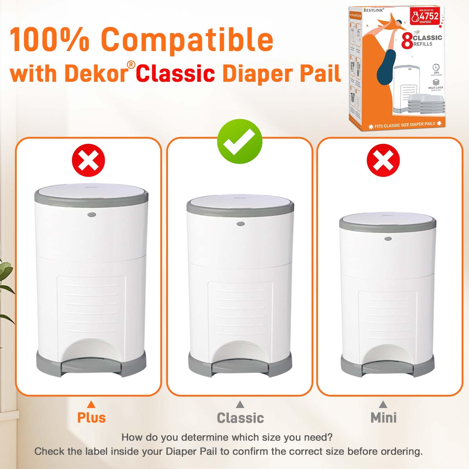 BestLink extended-length refills offer more capacity for fewer bag changes.