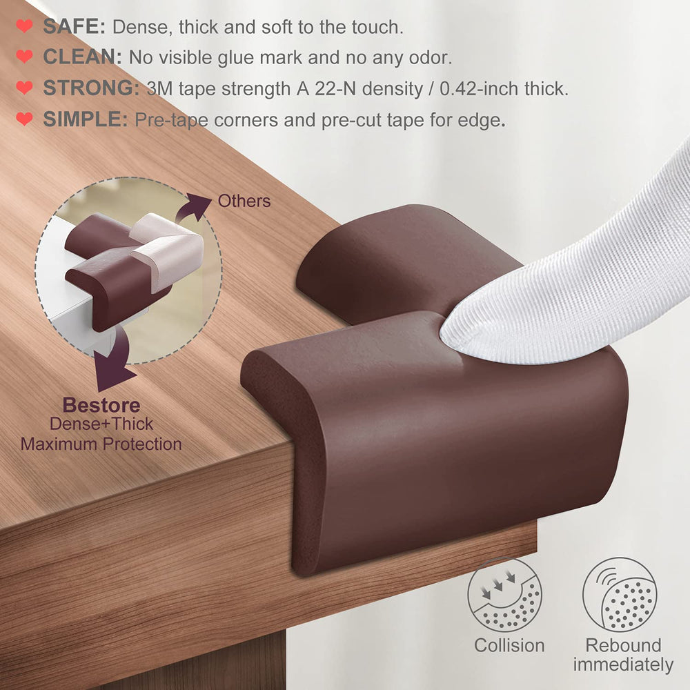 BESTORE corner guard with 3M tape demonstrates quick, secure installation.