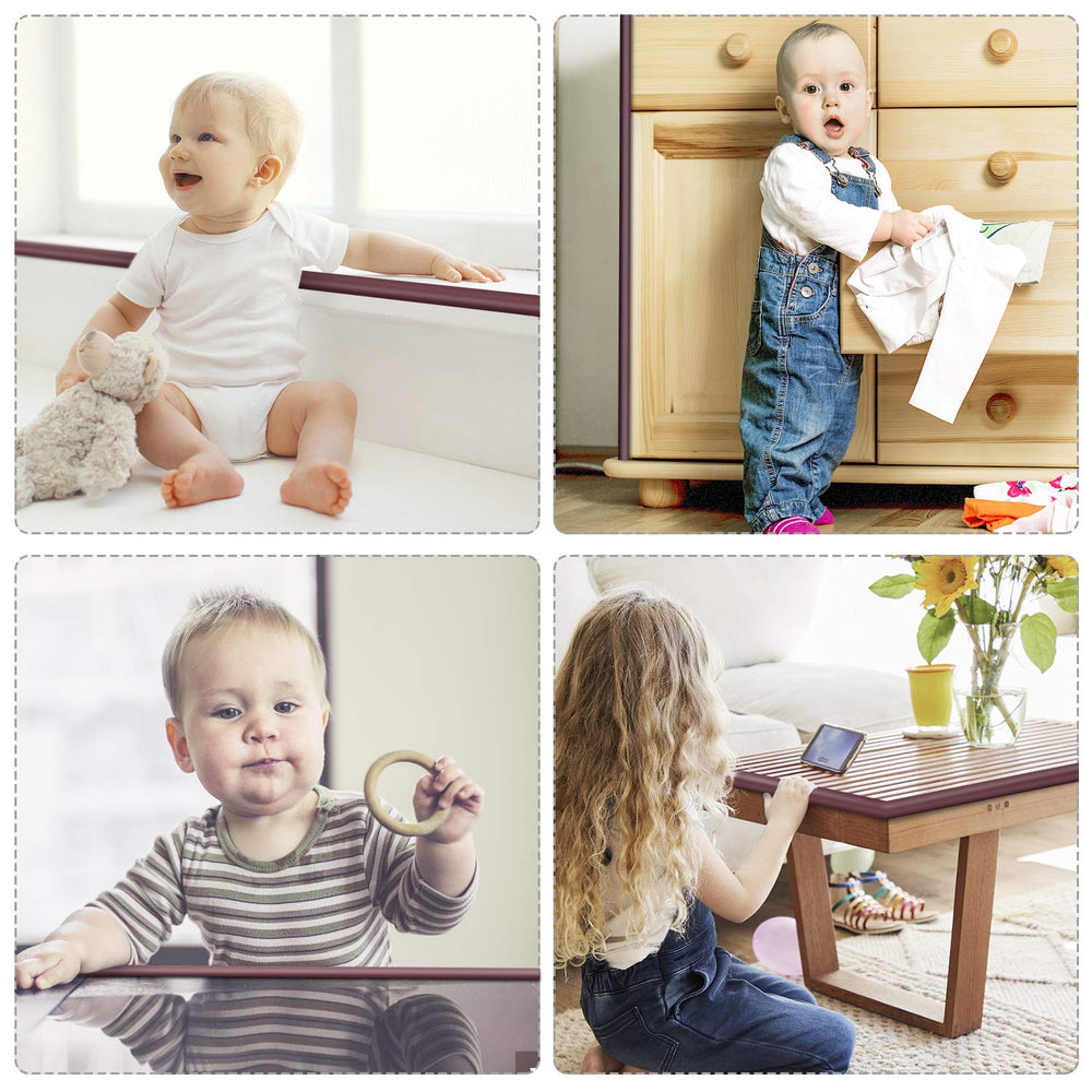 BESTORE guard protects a coffee table from toddler bumps.