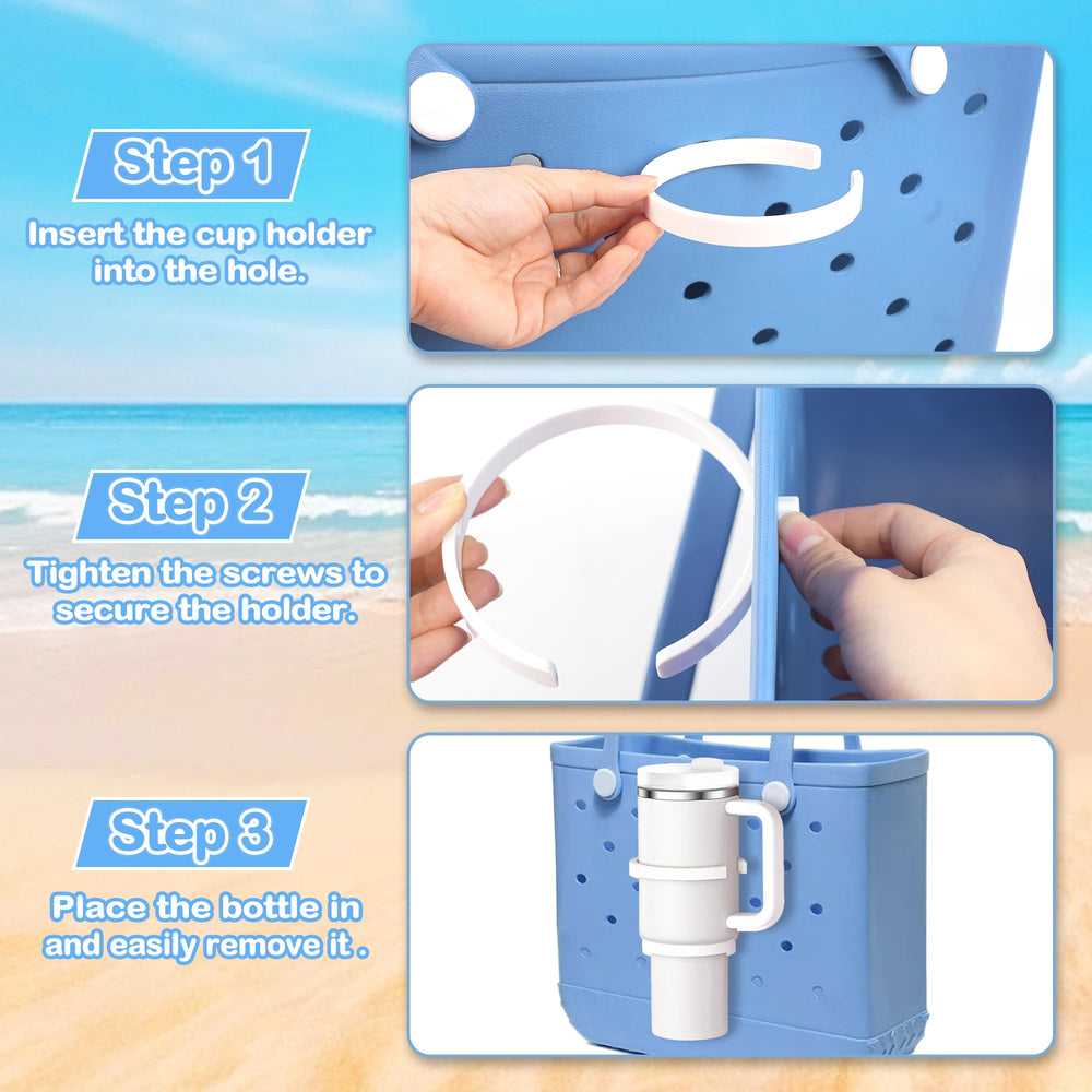 BestStone tool-free installation twist secures cup holder to tote