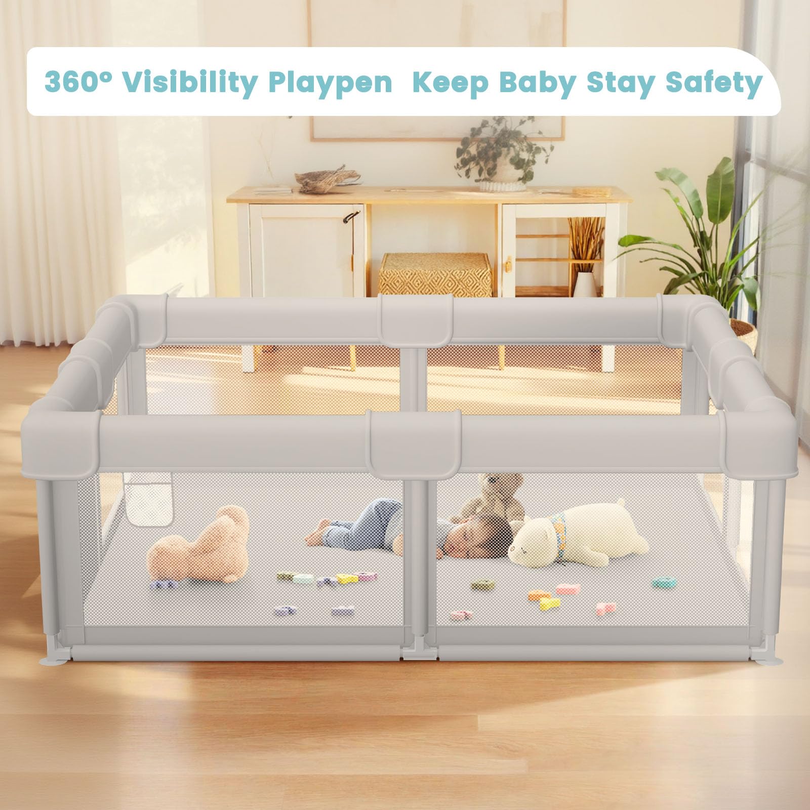 Besuhot Baby Playpen 360-view mesh for constant supervision