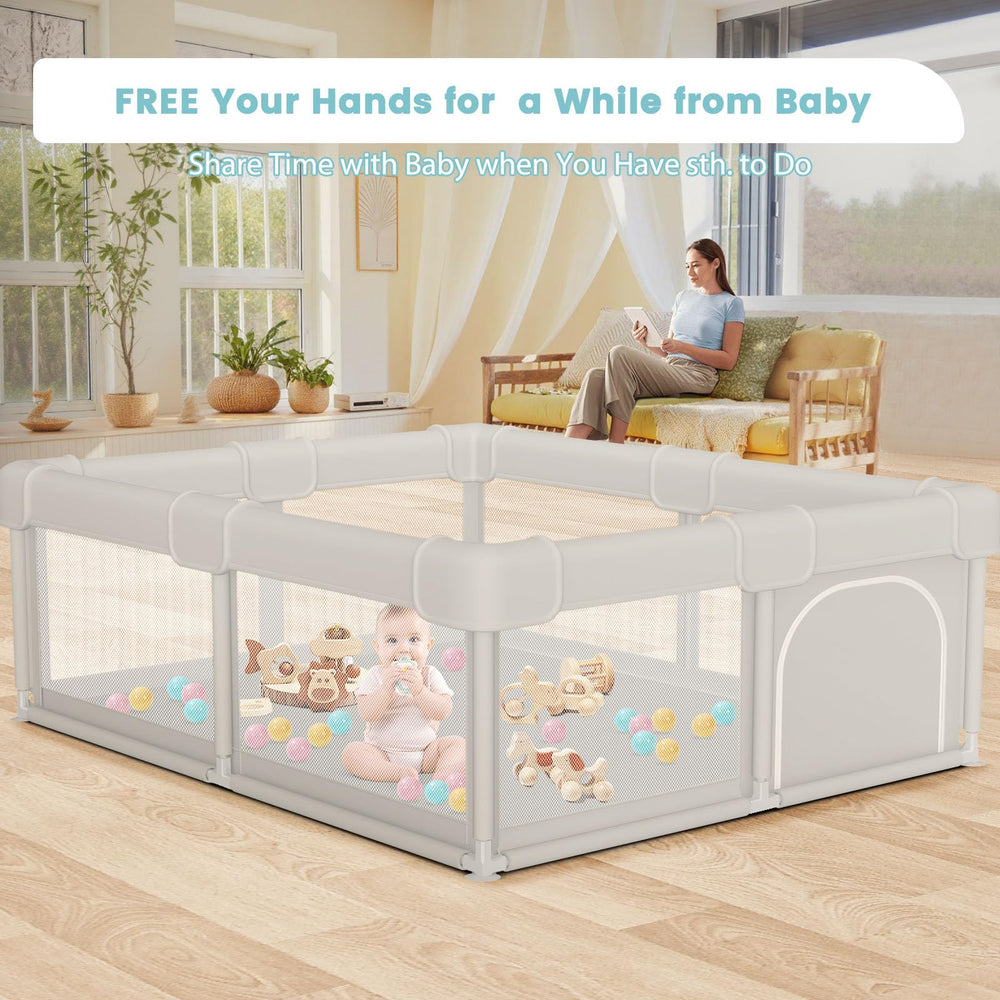 Besuhot Baby Playpen gate-zipper-entry for easy access during diapers