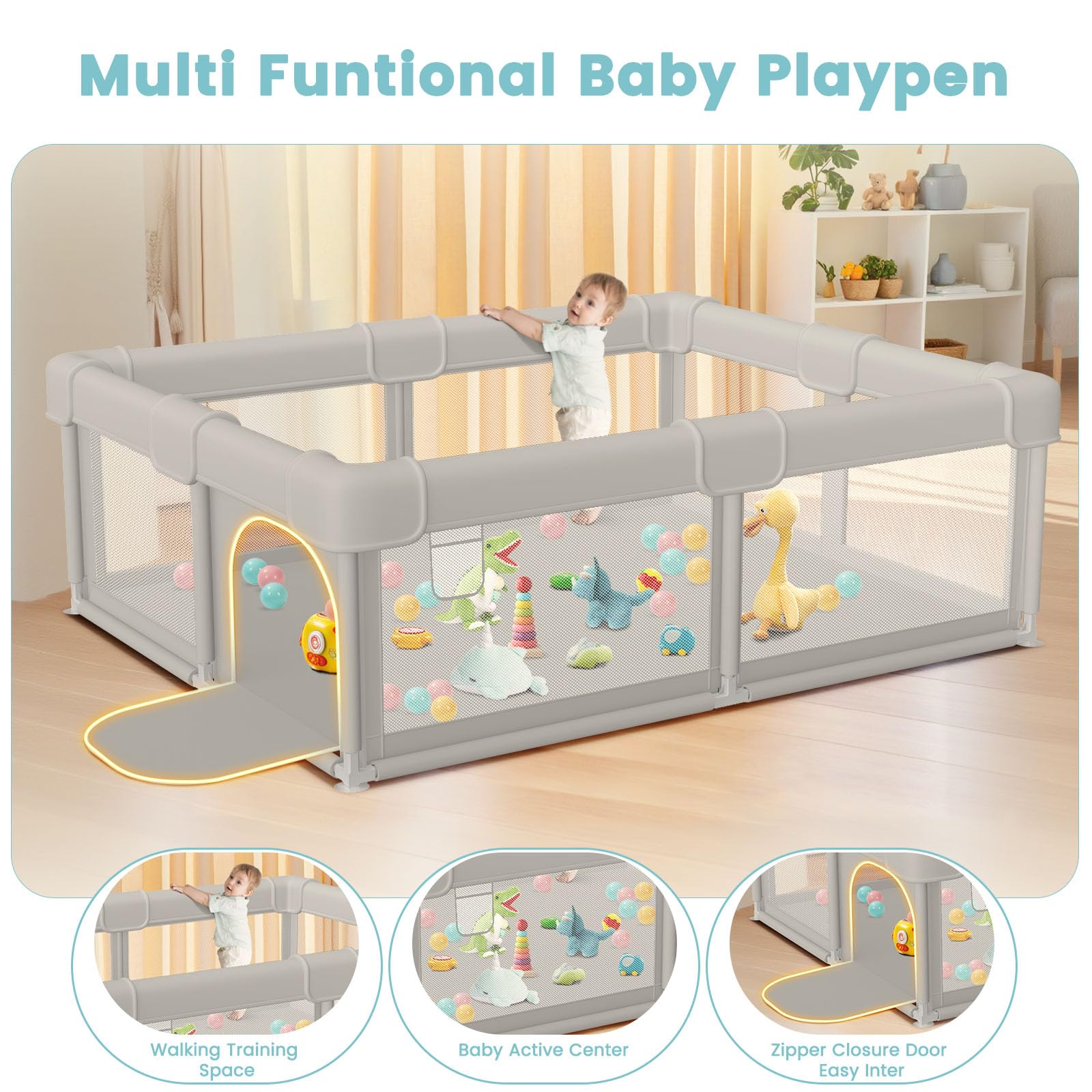Besuhot Baby Playpen rust-proof alloy frame providing durable support