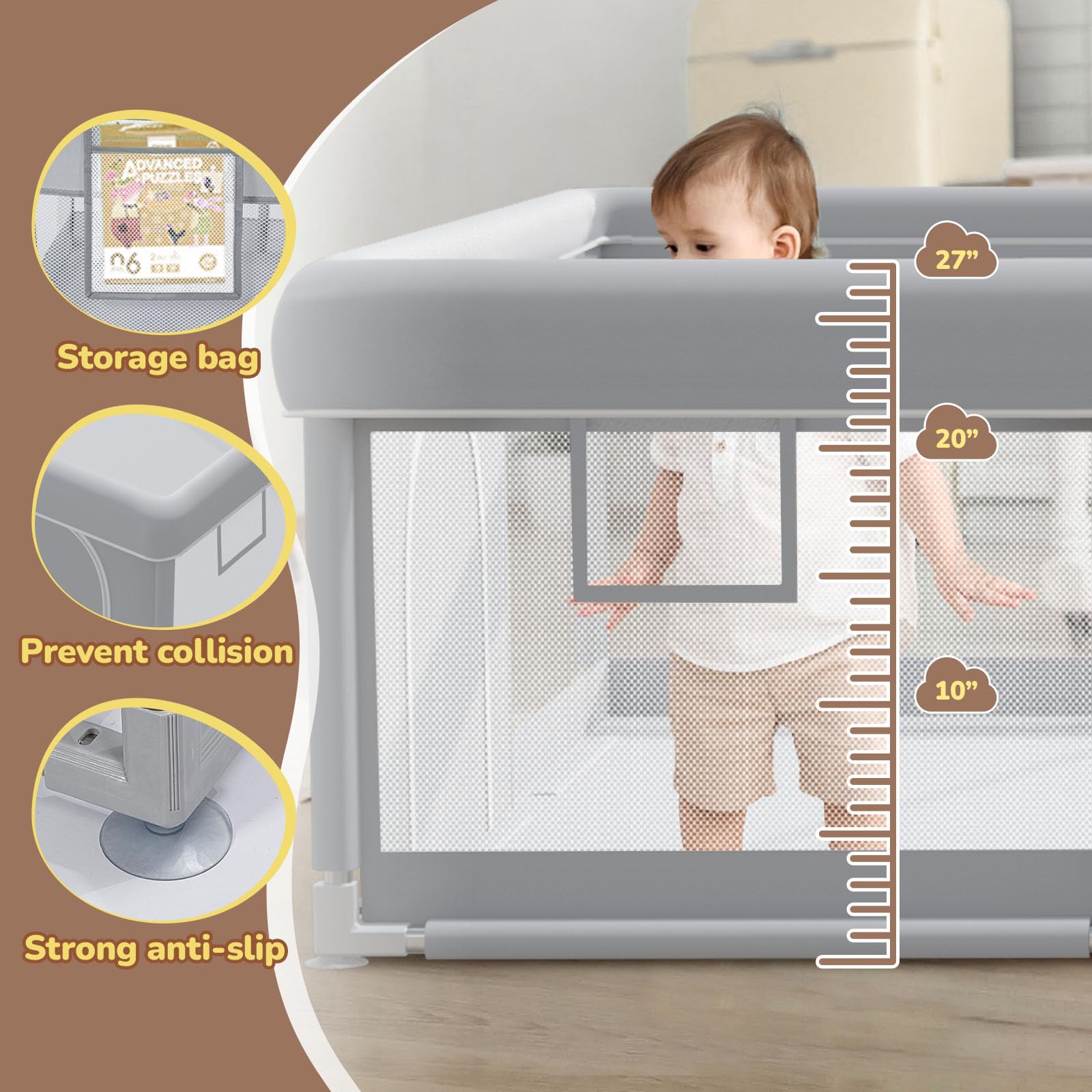 besuhot playpen encrypted Oxford fabric is non-toxic and easy to clean