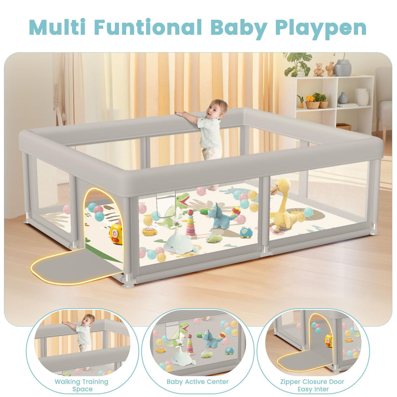 Besuhot playpen fabric non-slip bottom keeps the area steady on varied floors