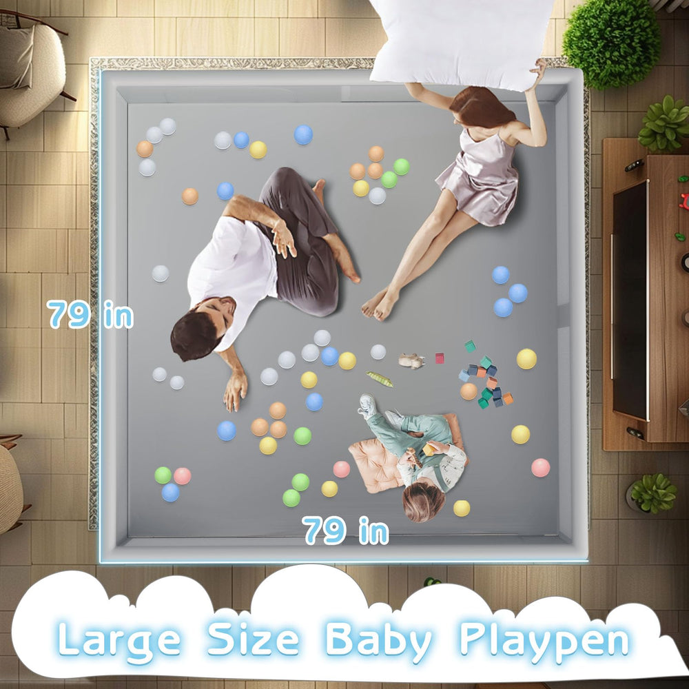 Besuhot playpen interior-wide view highlights roomy space for bonding with your baby.
