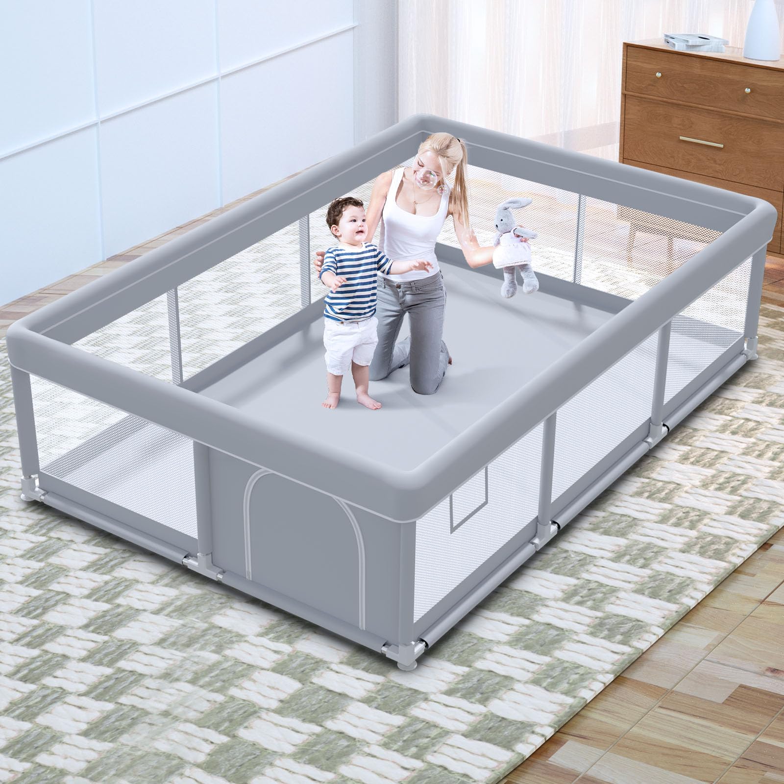 besuhot playpen mesh 360-degree visibility for quick supervision