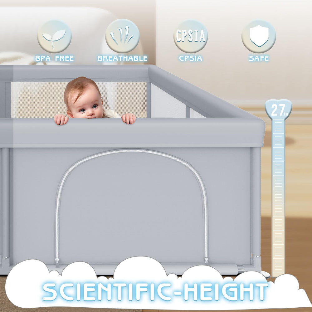Besuhot playpen-zipper-door-access enables convenient entry and parent-child interaction.