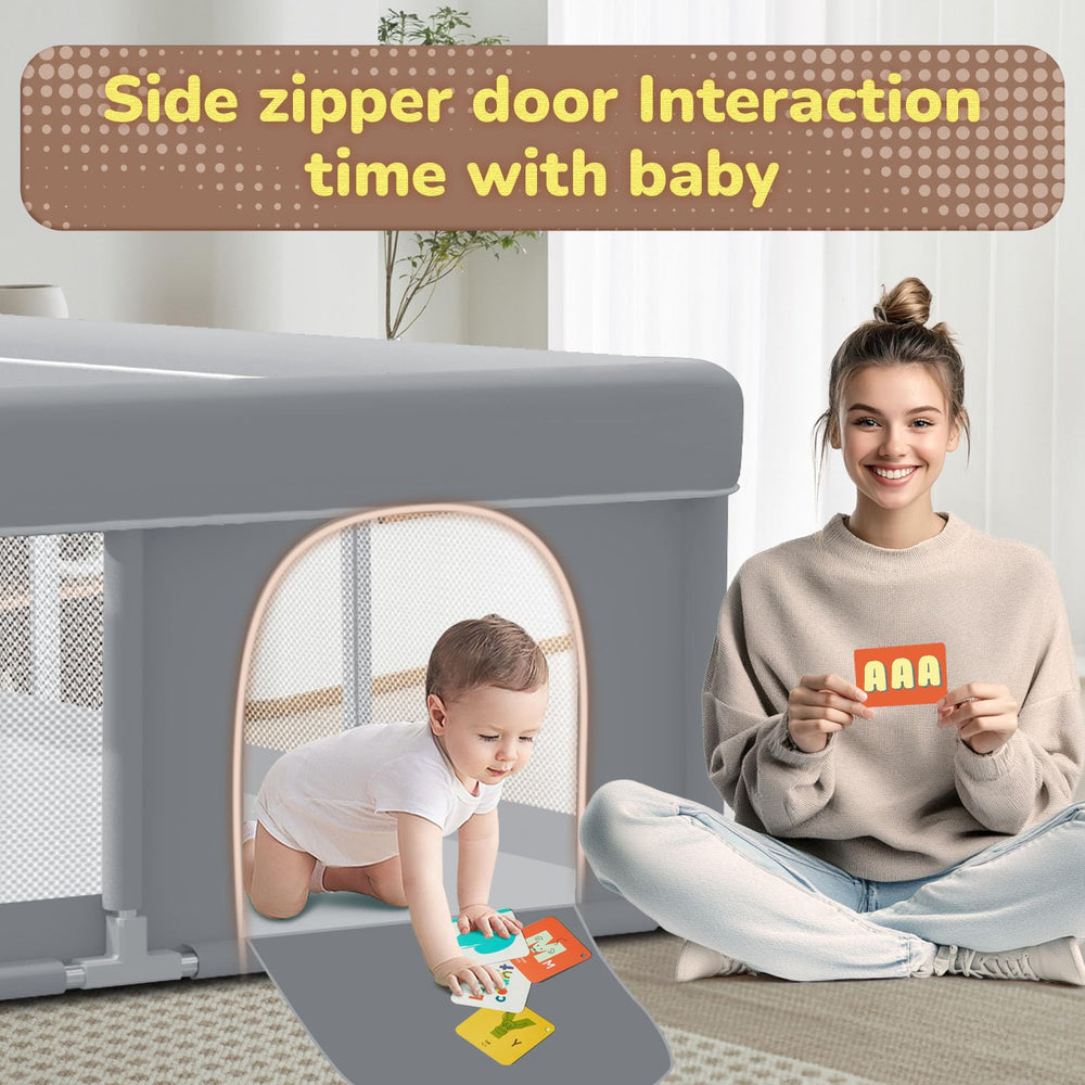 besuhot playpen zipper gate enables easy adult-to-child entry