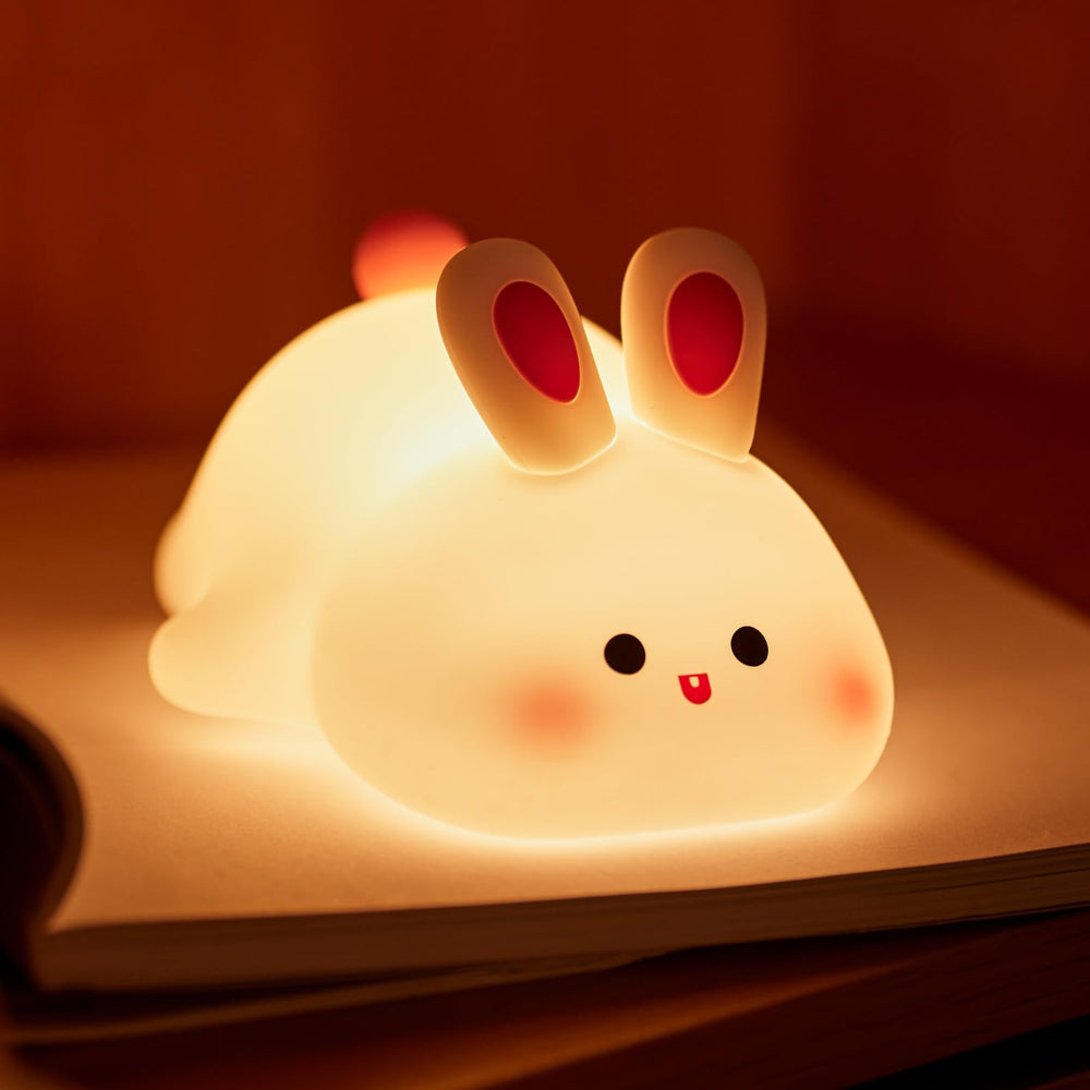 Beszeith Big Face Rabbit night light with warm glow for bedtime