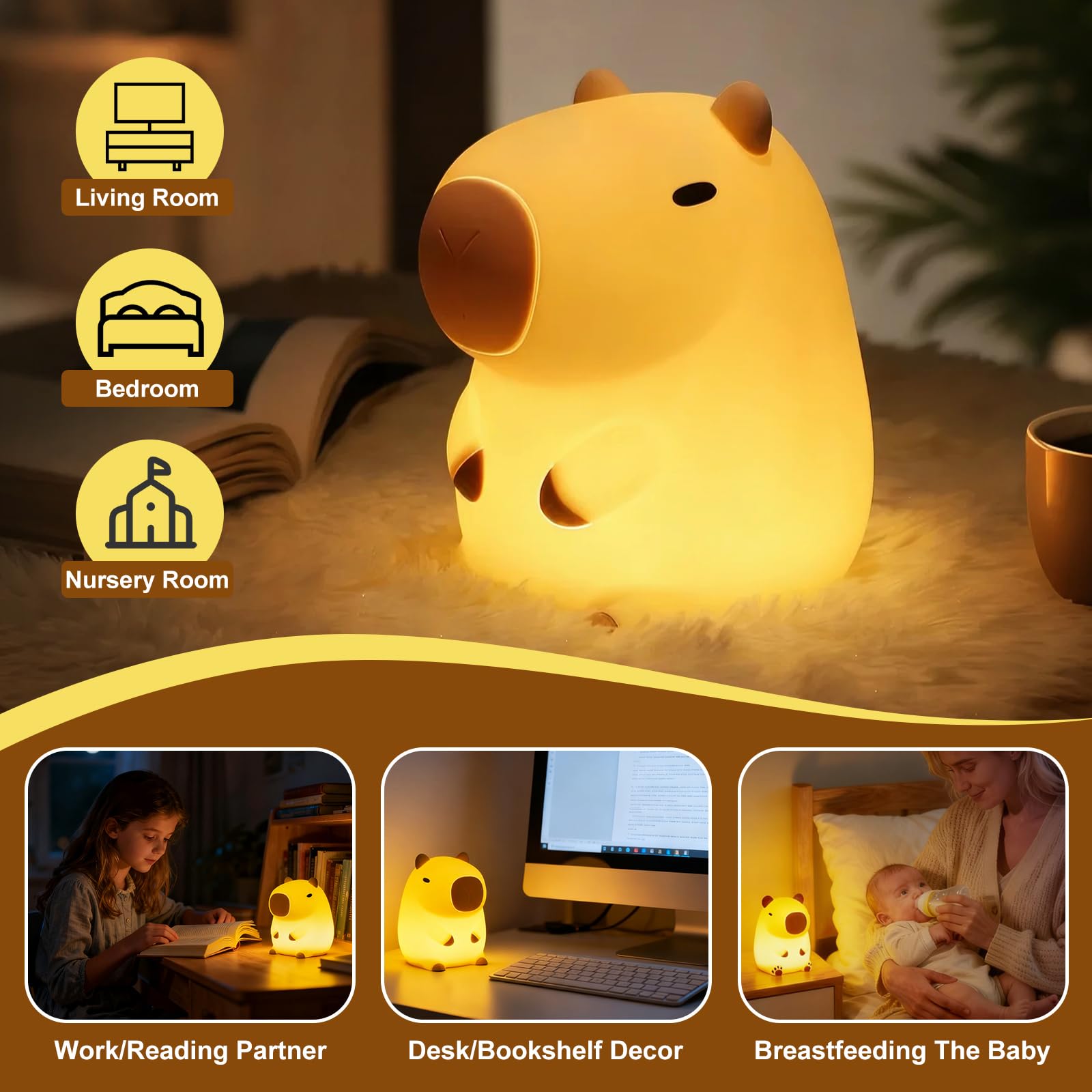 Beszeith Capybara night light enhancing cozy nursery decor
