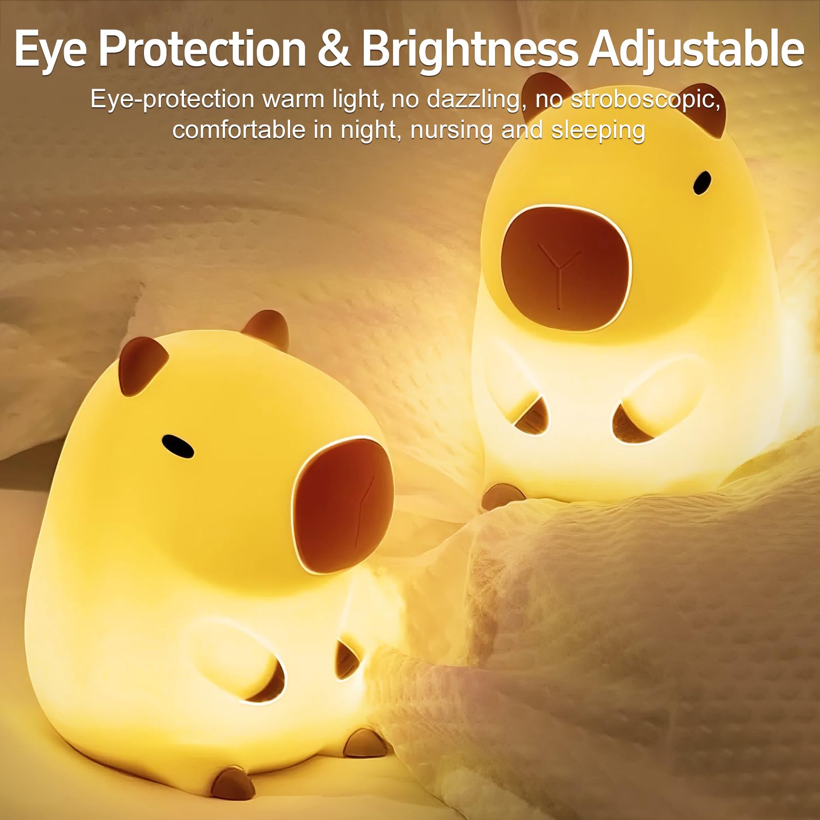 Beszeith Capybara night light demonstrating tap control