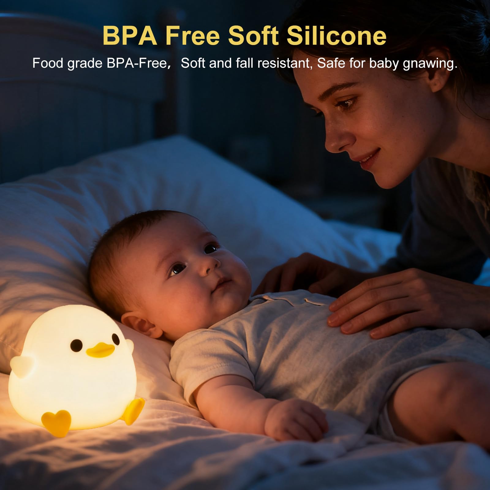 Beszeith DoDo Duck night light USB charging view highlights rechargeable convenience