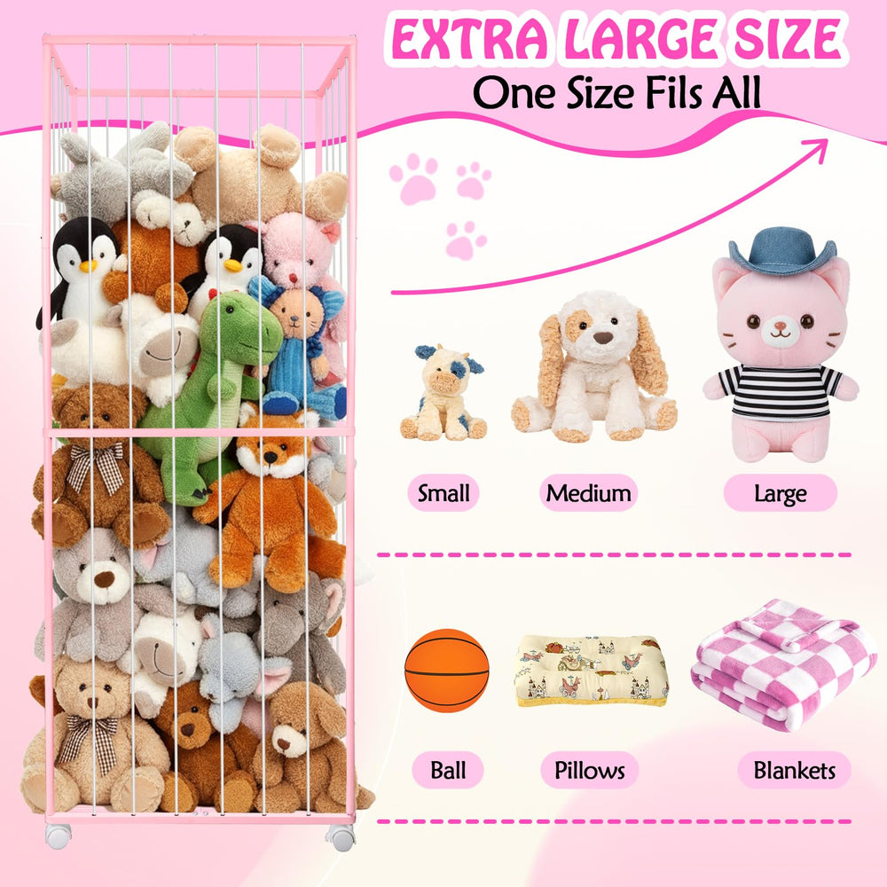 BETBEM stuffed animal storage with brake wheels enables easy, controlled movement.
