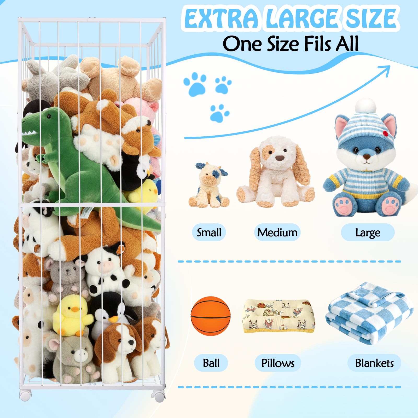 BETBEM storage with mesh-bottom keeps toys inside during relocation.