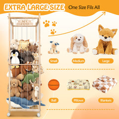 BETBEM plush toy organizer offers easy access for quick cleanups and play