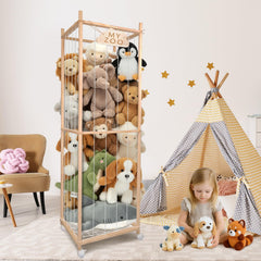 BETBEM plush storage zoo demonstrates 63-inch height for large plush collections