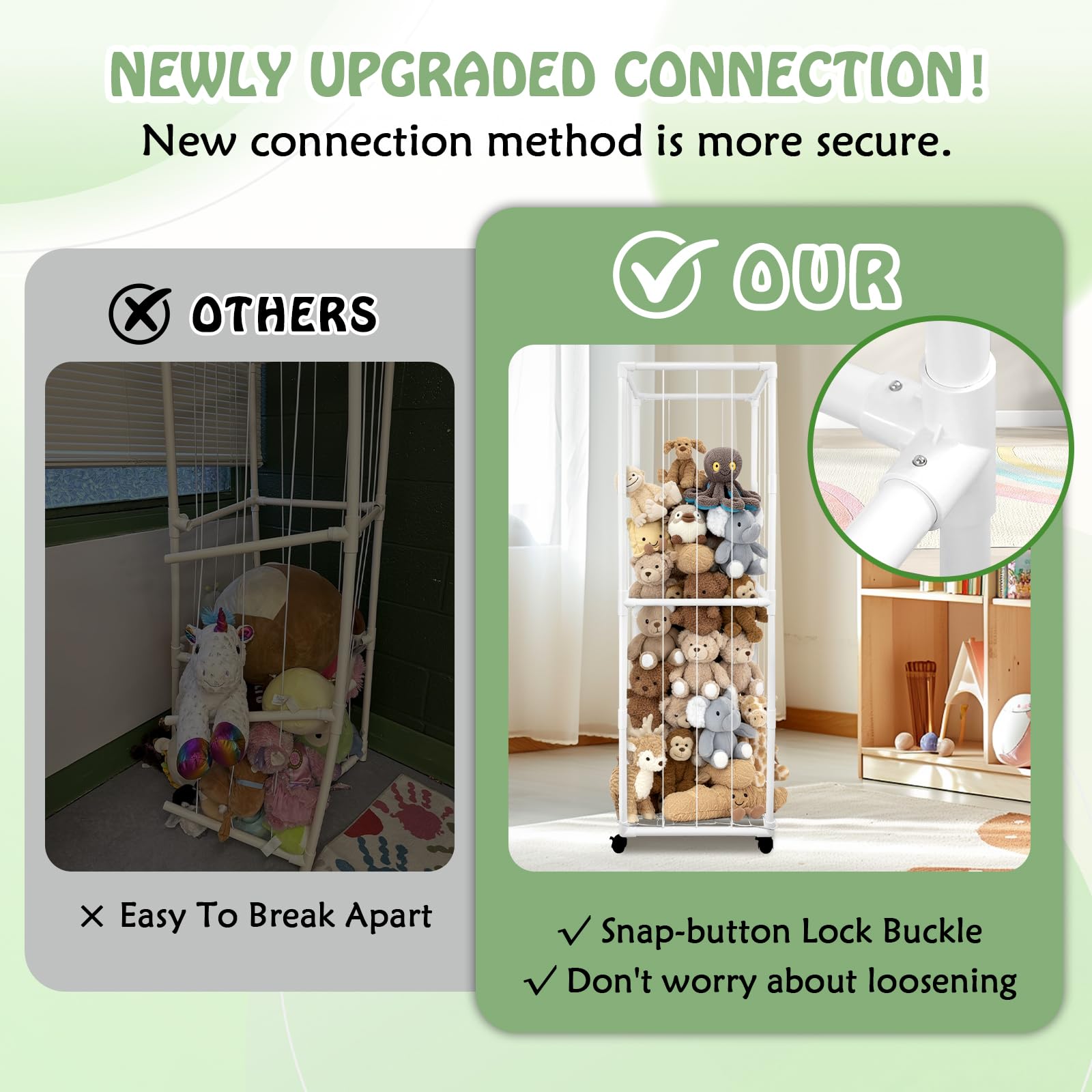 BETBEM 65-inch zoo storage with durable PVC frame for long-lasting playroom use