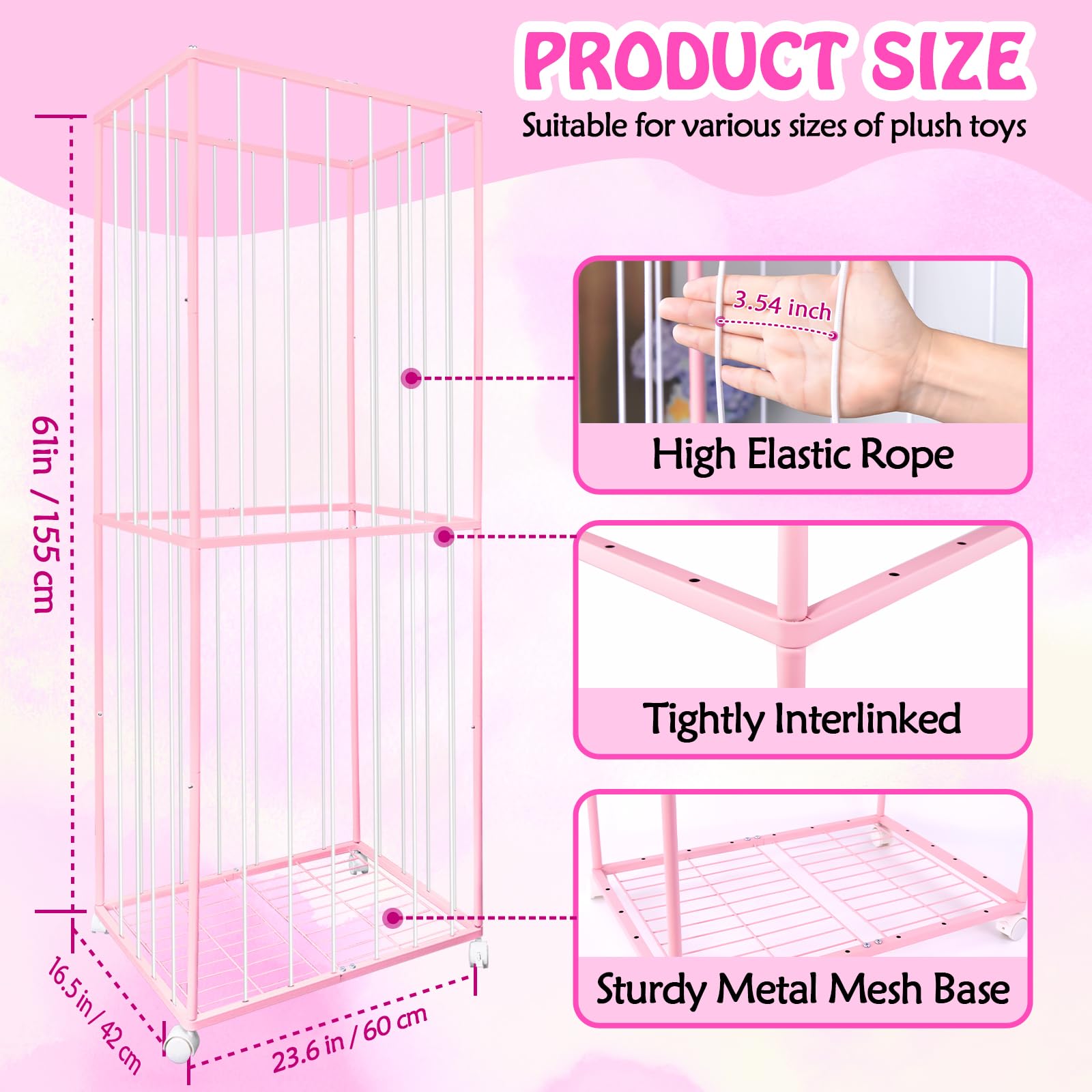 BETBEM stuffed animal zoo organizer assembly shows sturdy setup for playrooms.
