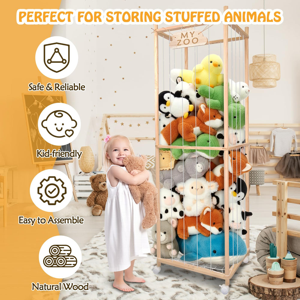 BETBEM storage zoo features sturdy pine wood and steel screws for lasting stability