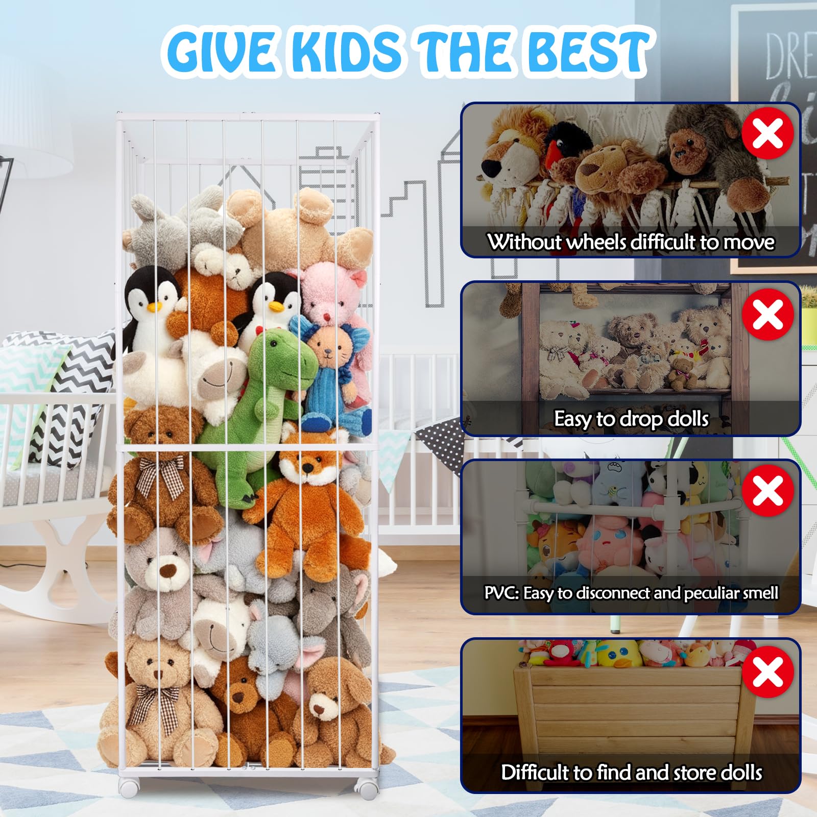 BETBEM zoo organizer fits nursery or playroom corners for easy storage.