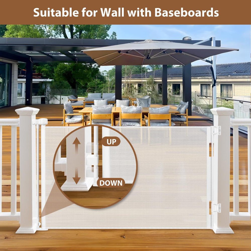 BETERTEK deck scene shows gate installed for child and pet safety.