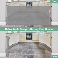 BETERTEK gate on stairs with multi-angle install for open thresholds.