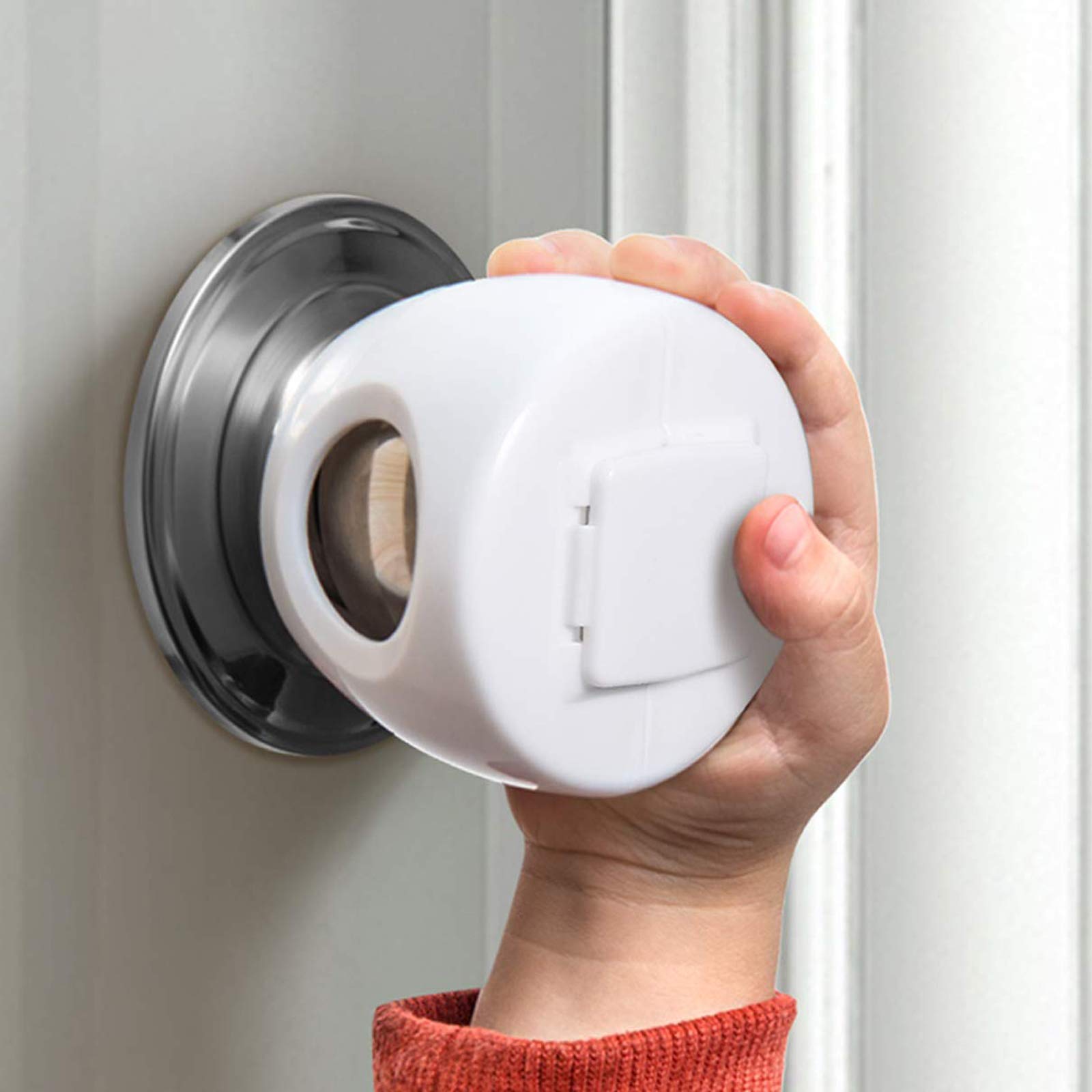 BETERTEK door knob safety cover front view shows quick, childproofing-ready fit.