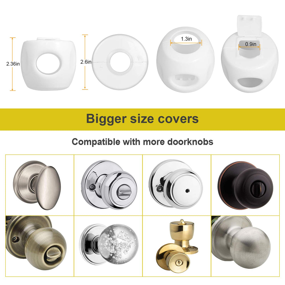 BETERTEK door knob safety cover installed on a door demonstrates universal fit.