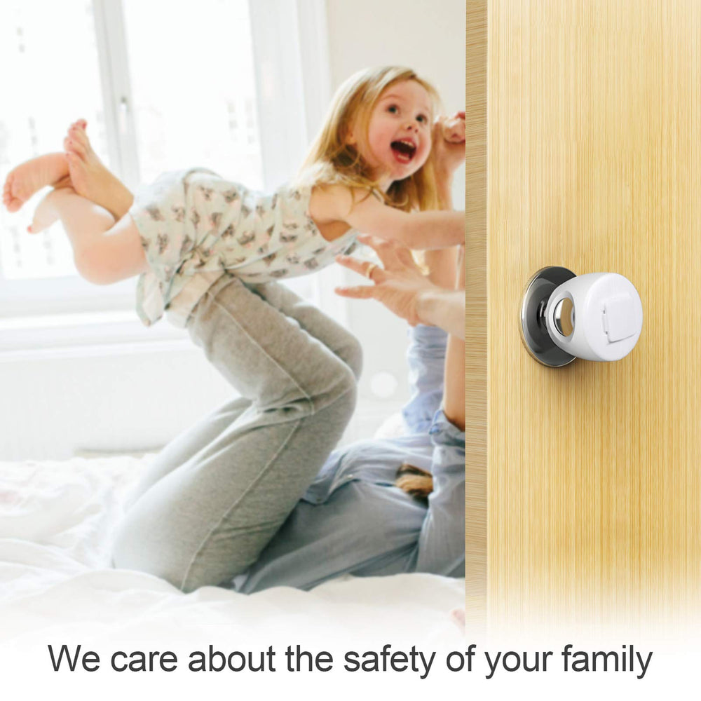 BETERTEK door knob safety cover in use demonstrates one-handed adult access.