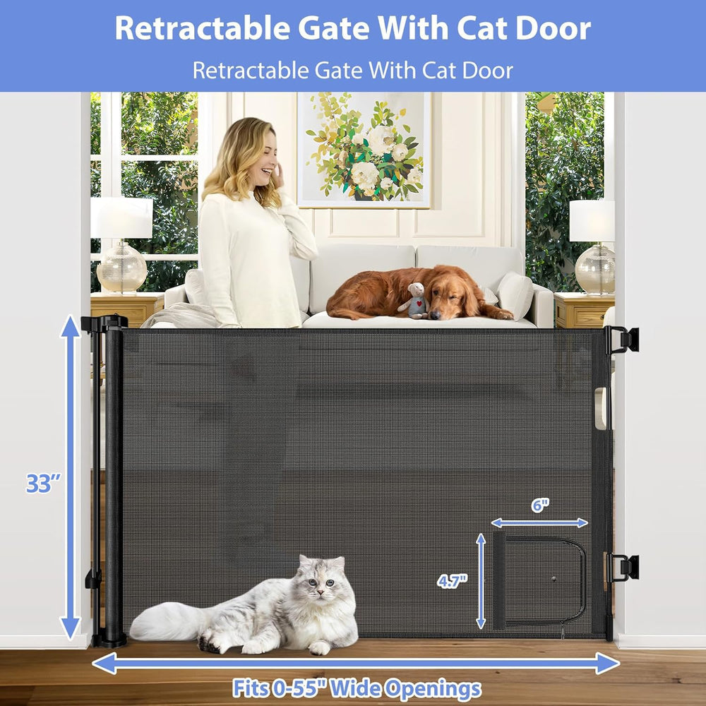 BETERTEK retractable gate cat door closeup highlights pet-friendly access for easy separation