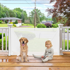BETERTEK retractable gate in doorway, 55-inch wide, versatile pet barrier.