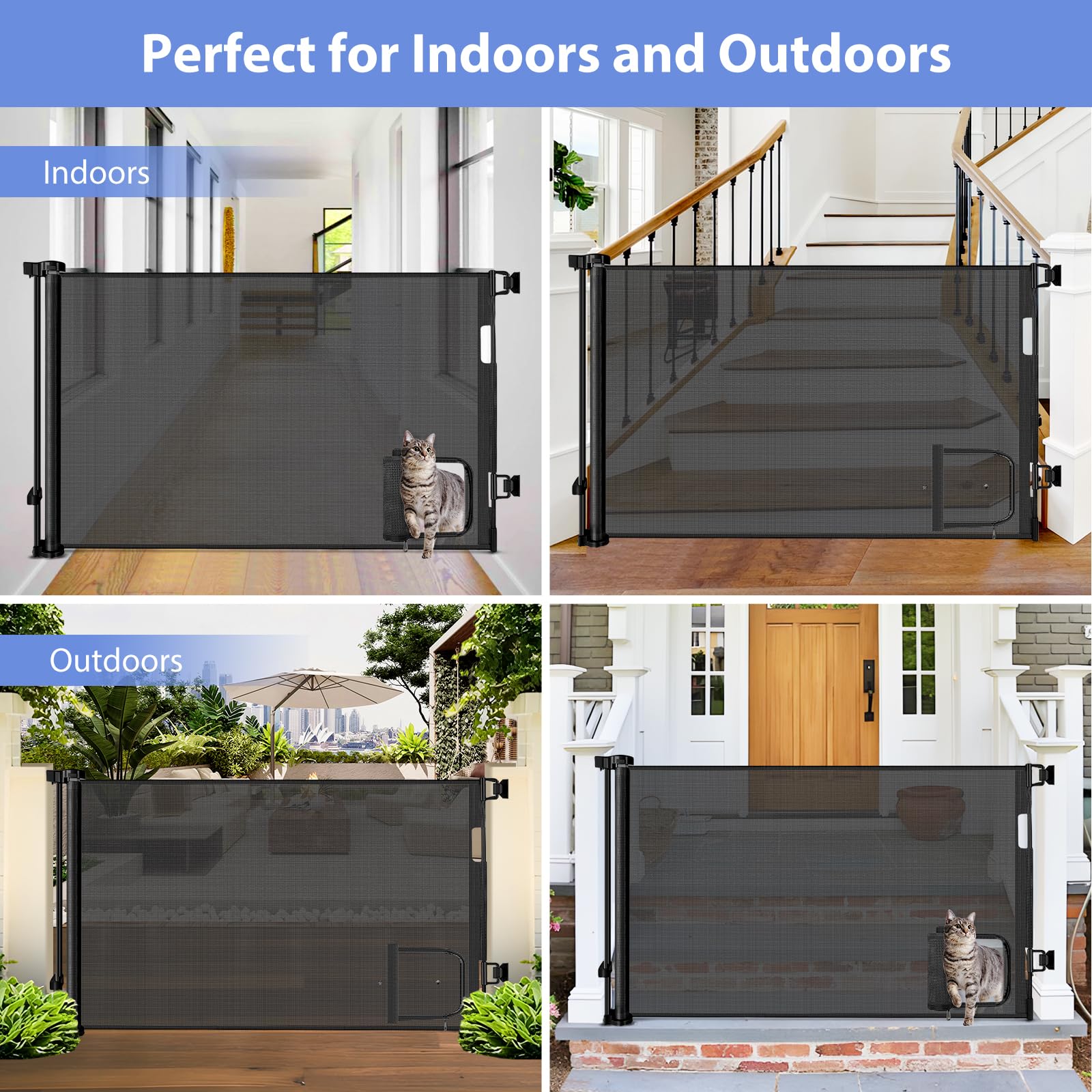 BETERTEK retractable gate one-handed operation demonstrated by adult easy locking
