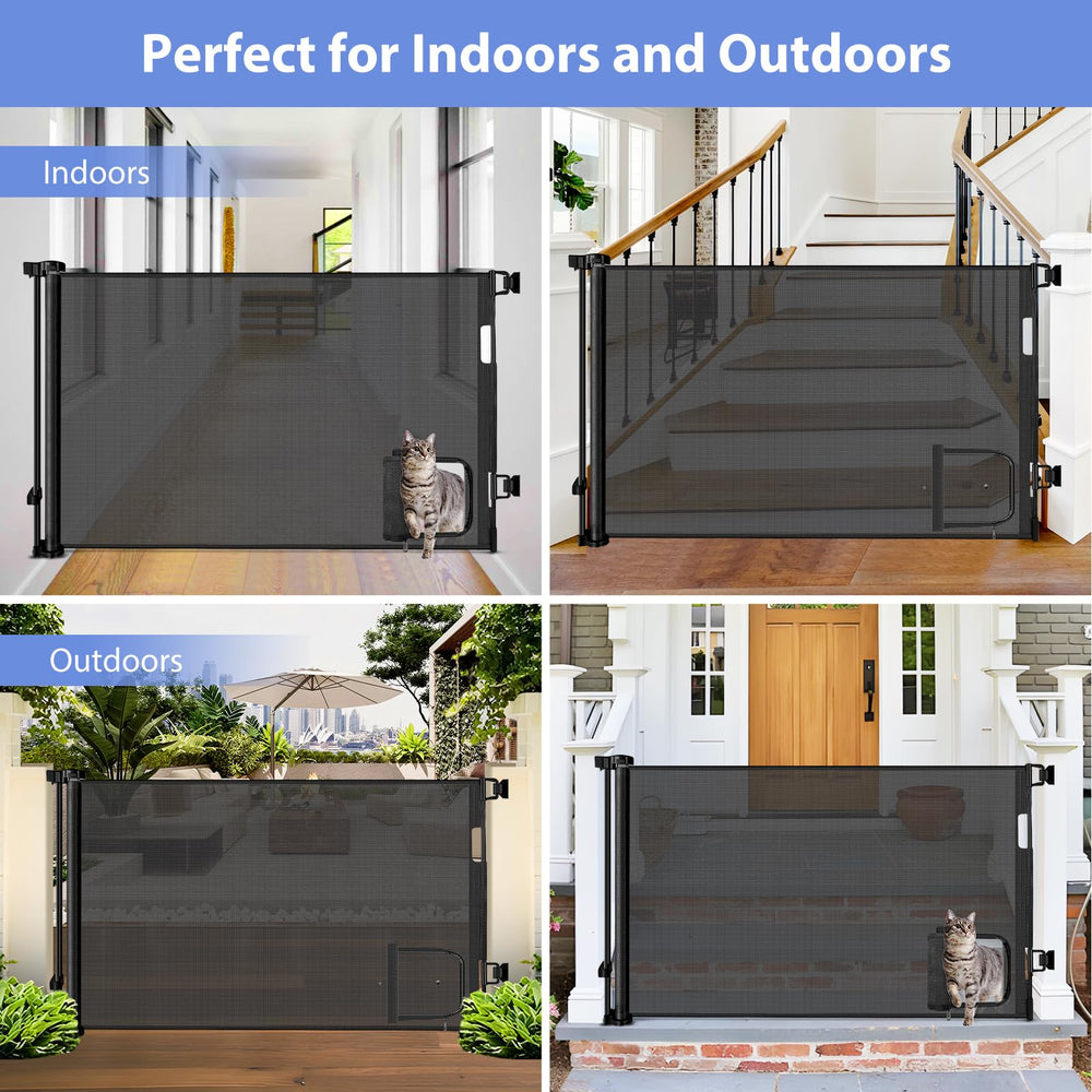 BETERTEK retractable gate one-handed operation demonstrated by adult easy locking