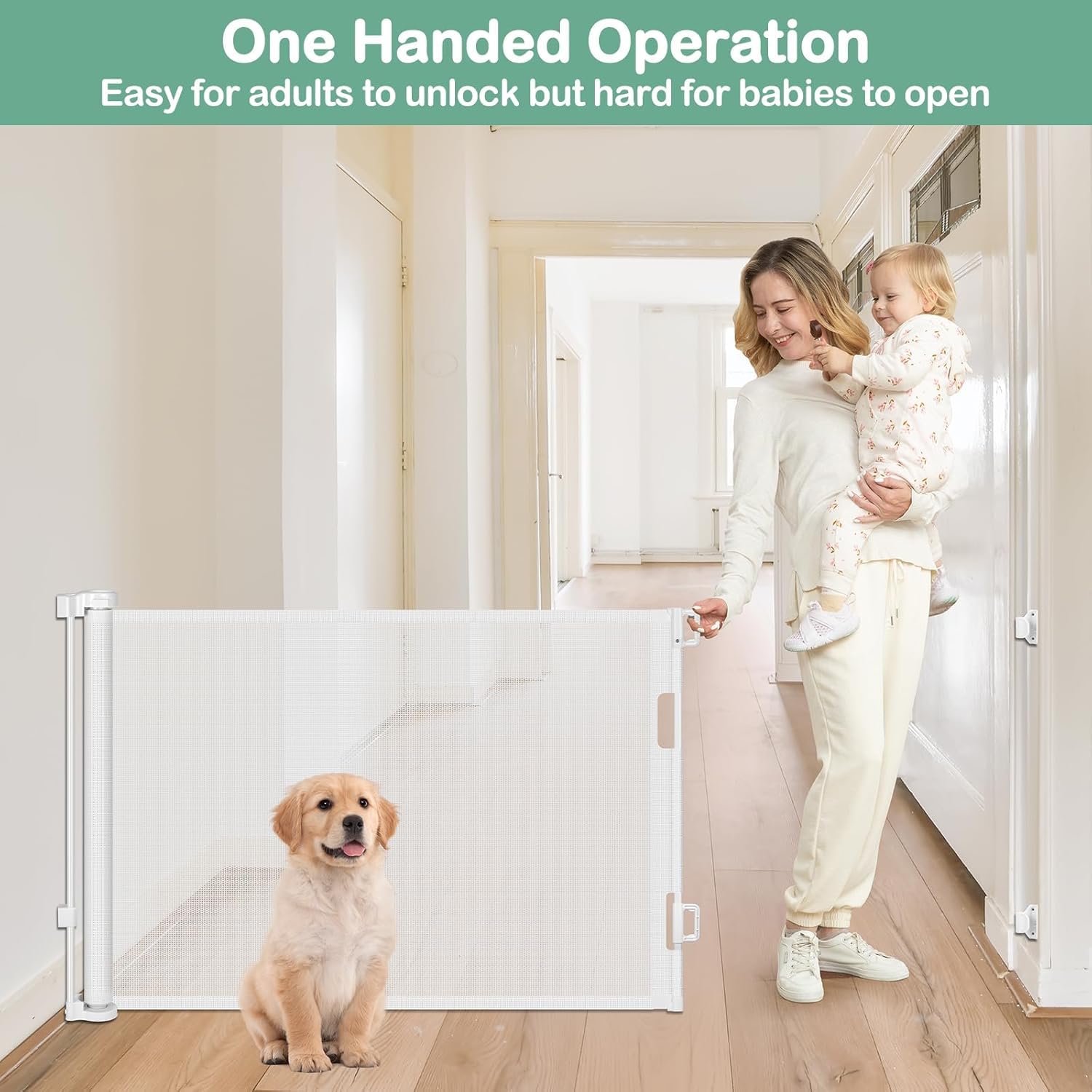 BETERTEK scratch-resistant mesh protects pets and gate from claws.