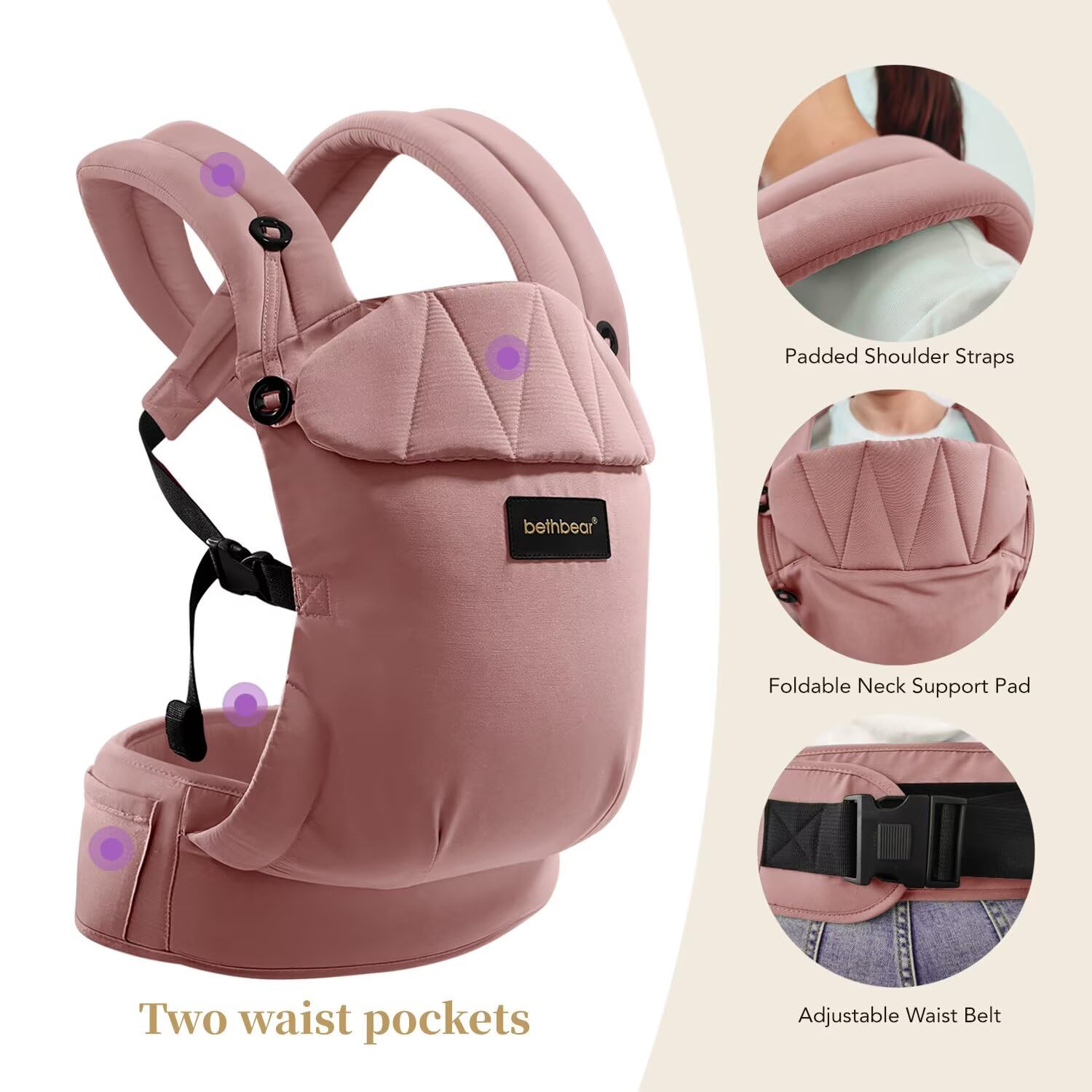 BethBear breathable linen texture in pink highlights skin-friendly fabric