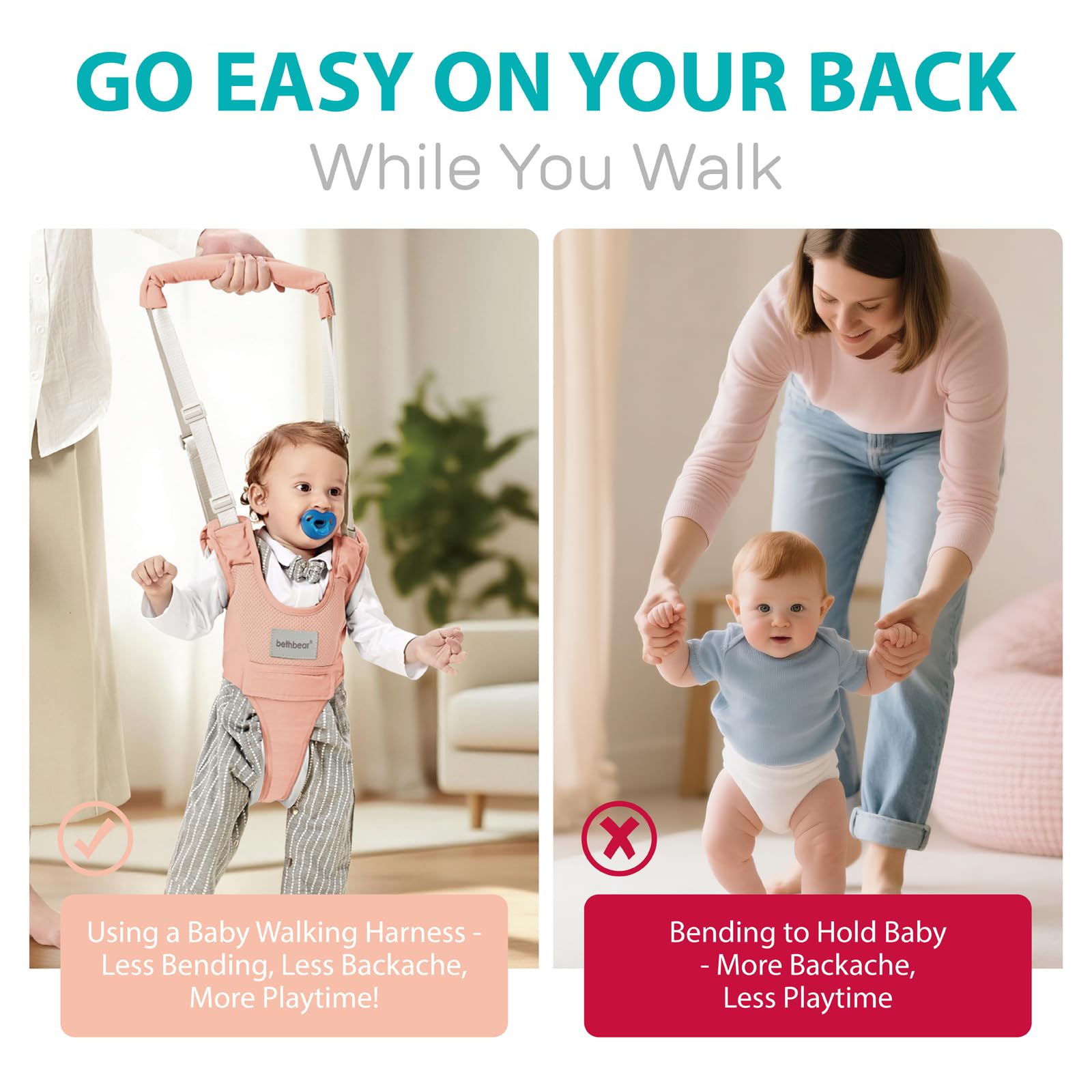 BethBear back-support view illustrates posture-friendly design reducing caregiver strain during sessions.