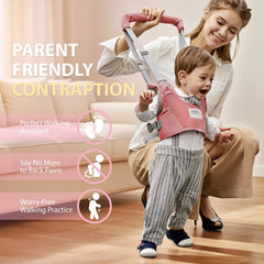 BethBear harness in use while parent guides toddler's first steps safely